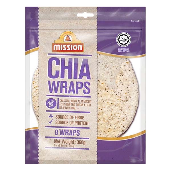 Mission Quinoa Wraps are a source of fibre and protein. 