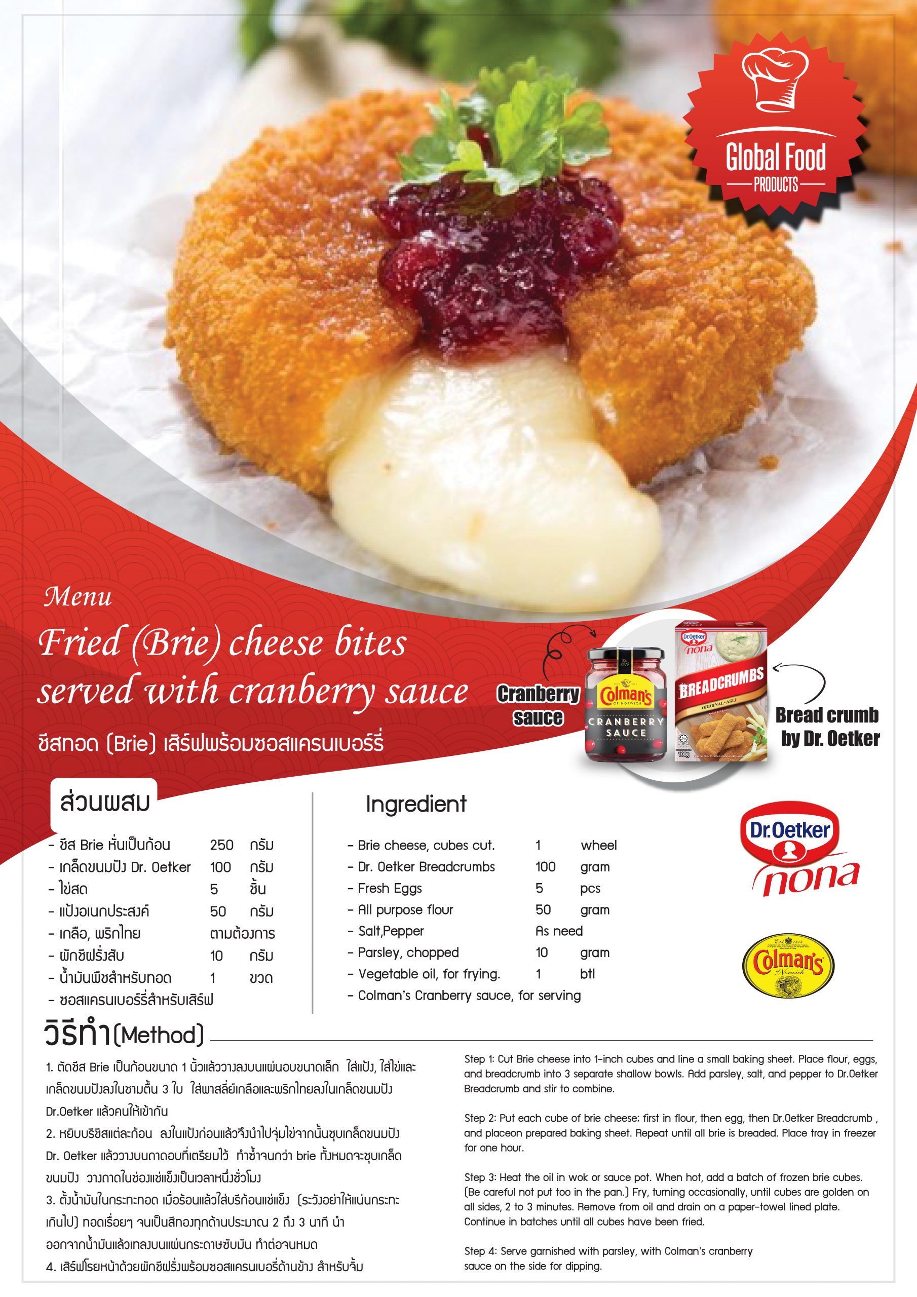 FRIED (BRIE) CHEESE BITES SERVED WITH CRANBERRY SAUCE